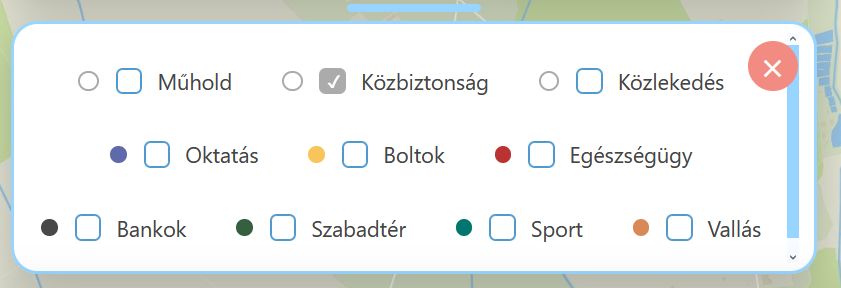 Közbiztonság réteg bekapcsoló panel az Ingatlan-Térképen
